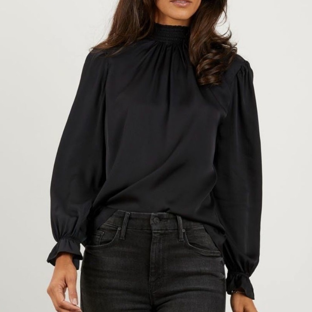 Tucker Nyc Stella Black Silk Blouse Xs